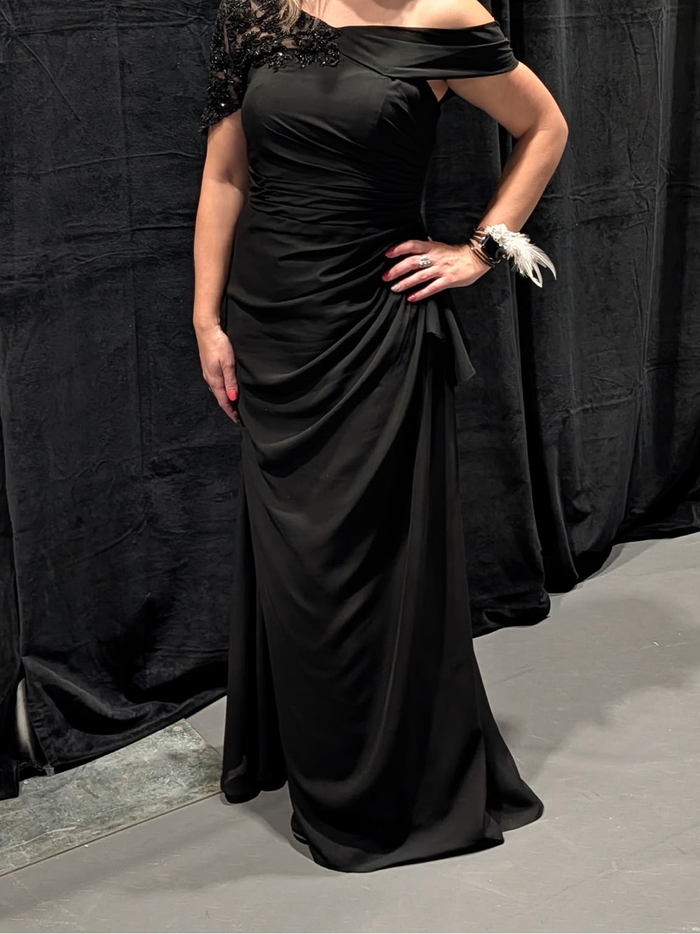 One Shoulder Mother of the Bride Formal Mermaid Dress Black Satin Wedding Guest